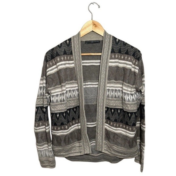 Peruvian Connection Sweaters - Peruvian Connection Open Front Cardigan Sweater Size Small Aztec Fall Brown
